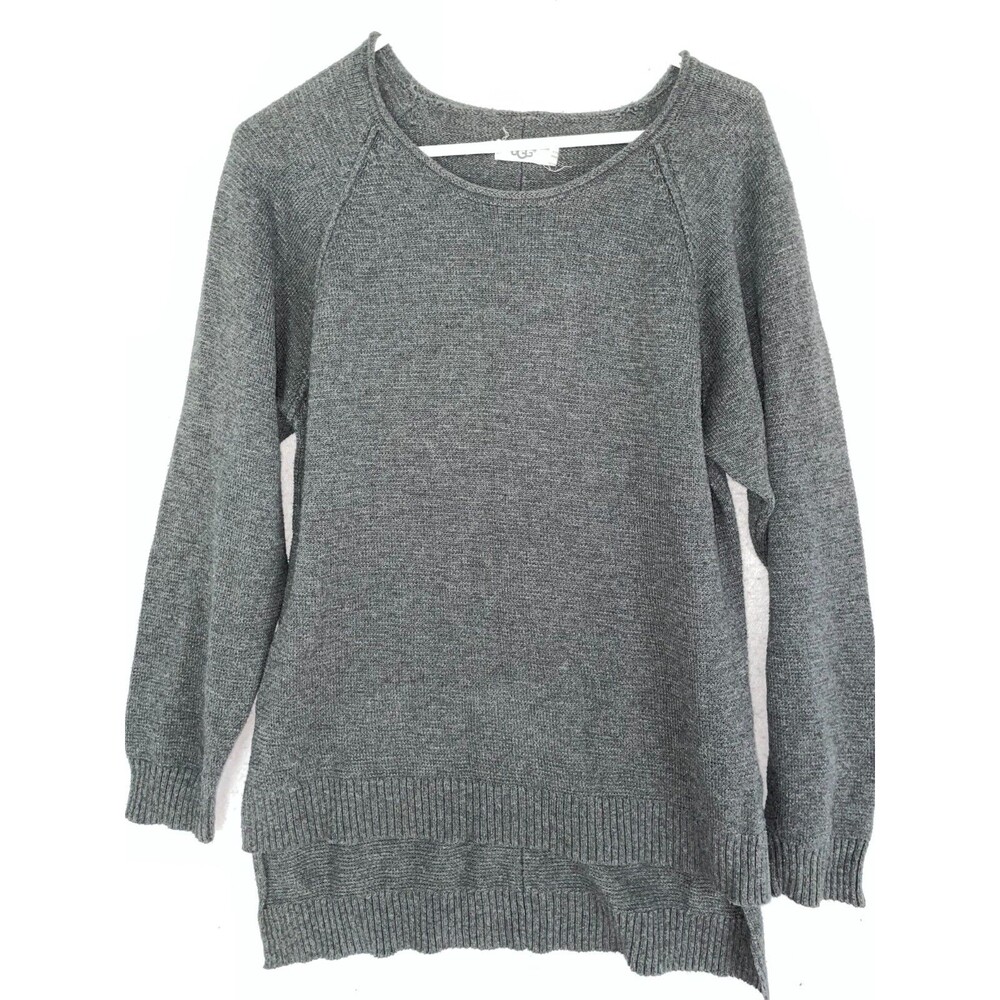 UGG Women's Pullover Knit Sweater GRAY Sz M Cotton Long sleeve